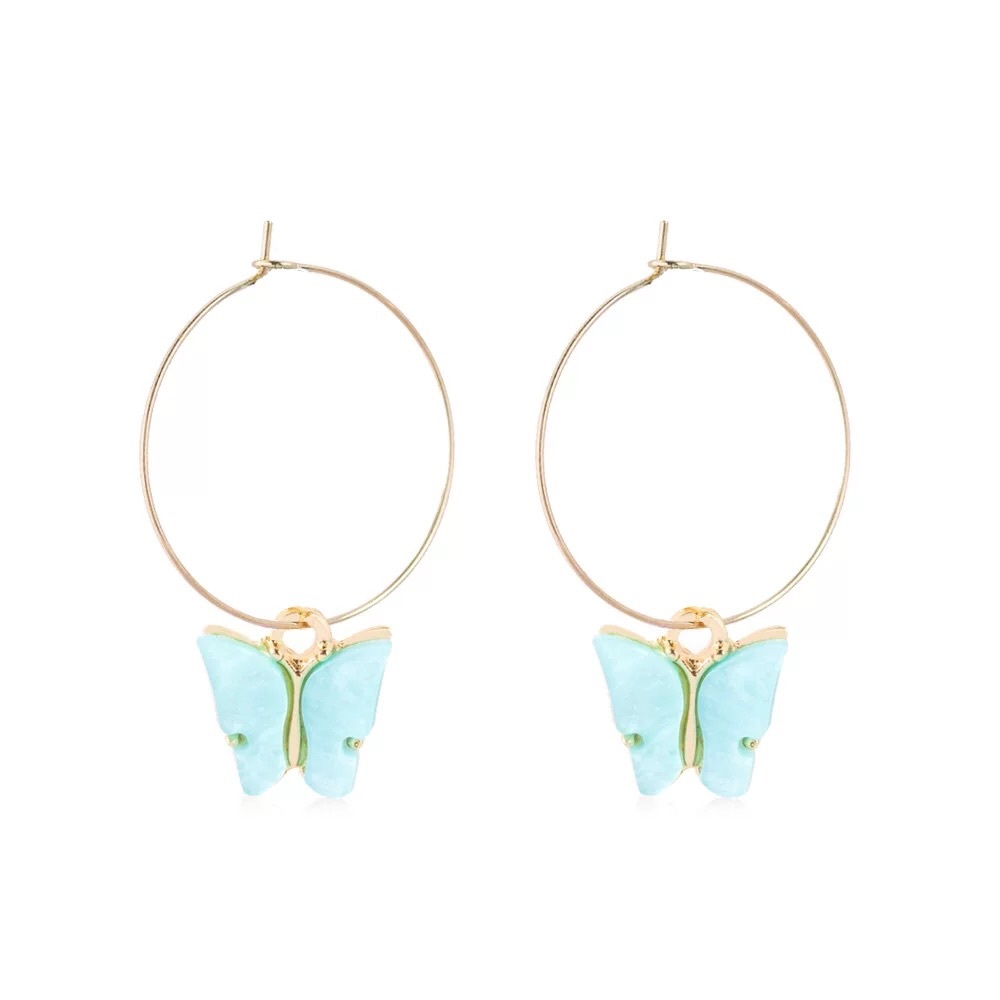Baby Blue Butterfly Hoops 🦋